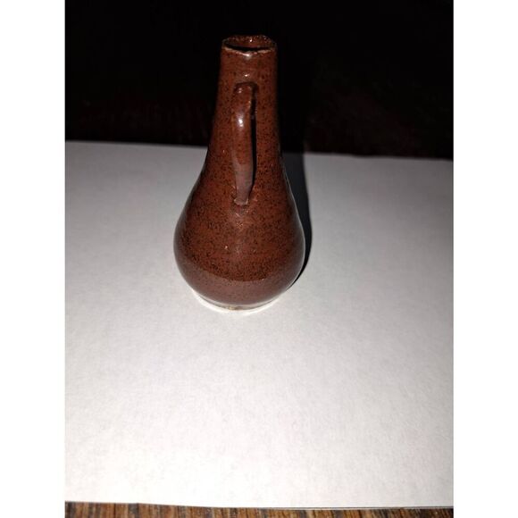 2005 Miracle Pottery Miniature Brown Decor Pitcher Jug Vase with Handle - Picture 5 of 7